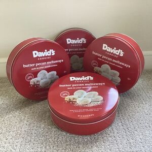 David's Cookies Red Tins Empty